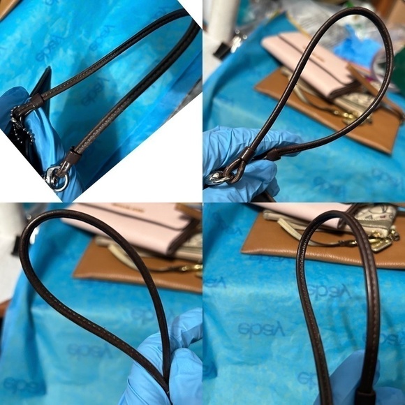 Vintage Coach Black Leather Brown Trim Snap Closure Wristlet - “Shelly” - Picture 10 of 14